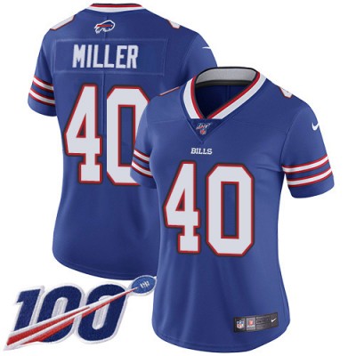 Nike Buffalo Bills #40 Von Miller Royal Blue Team Color Women's Stitched NFL 100th Season Vapor Untouchable Limited Jersey